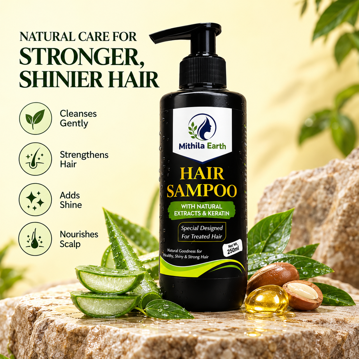 Hair Shampoo with Natural Extracts & Keratin