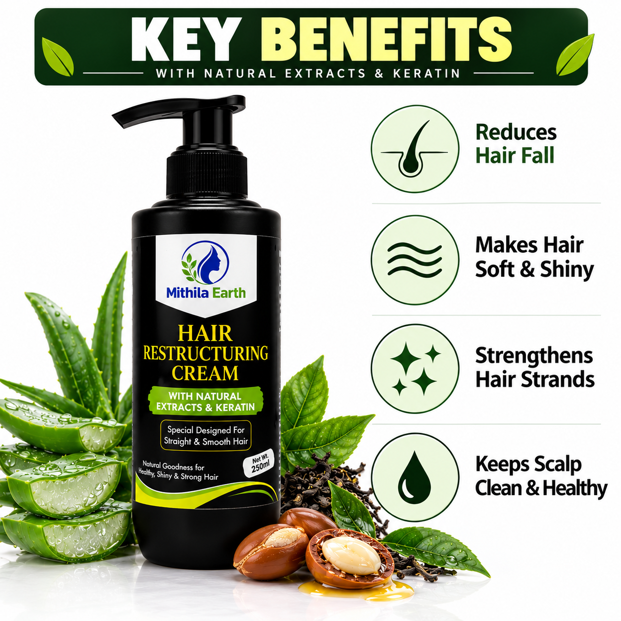Hair Restructuring Cream with Natural Extracts & Keratin