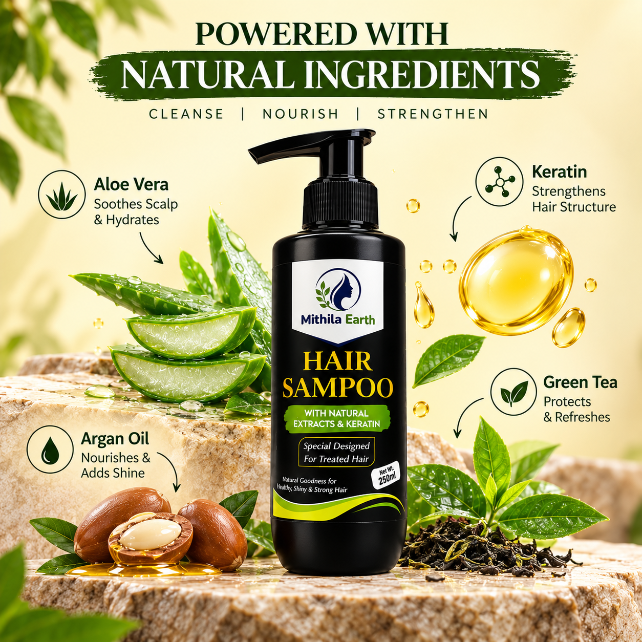 Hair Shampoo with Natural Extracts & Keratin