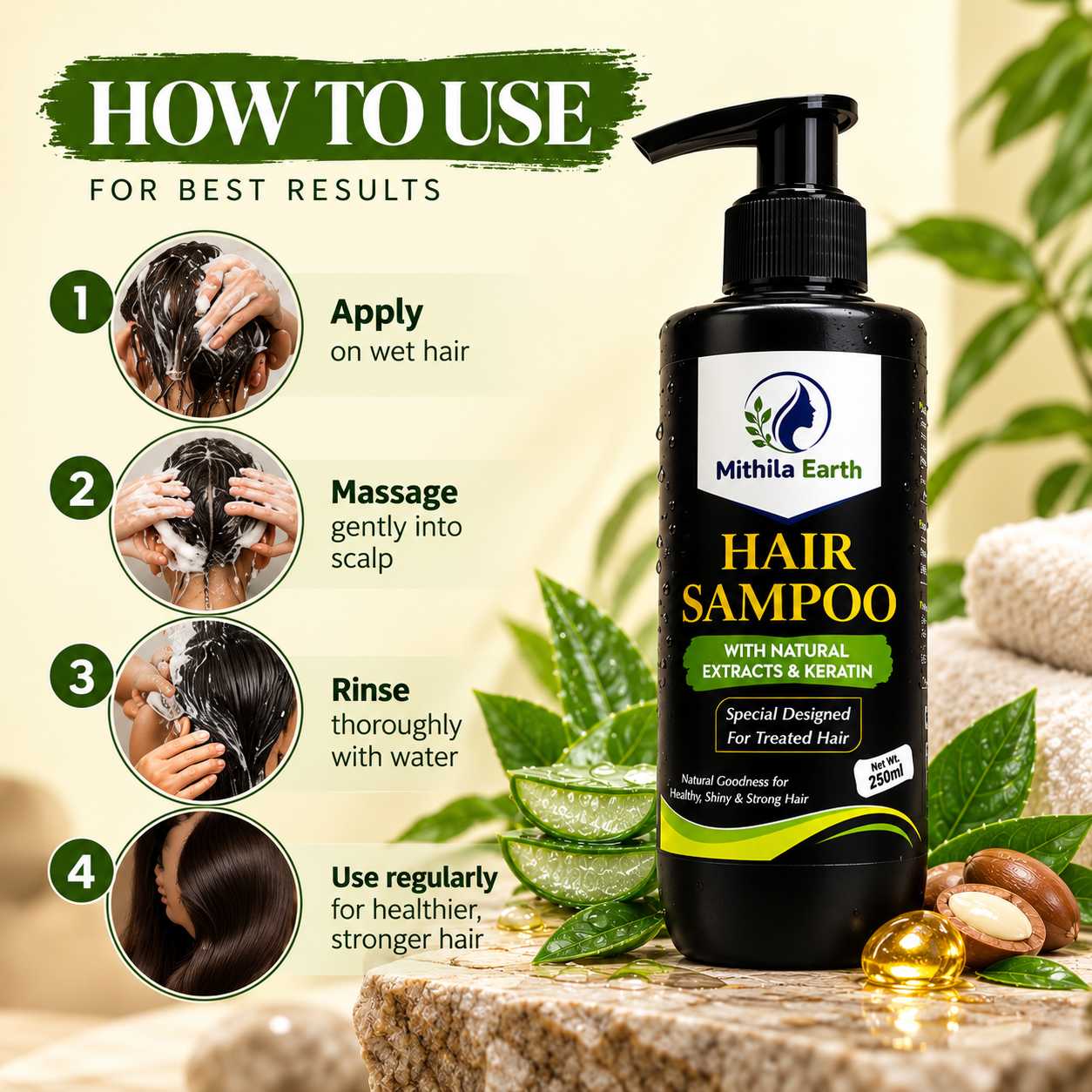 Hair Shampoo with Natural Extracts & Keratin