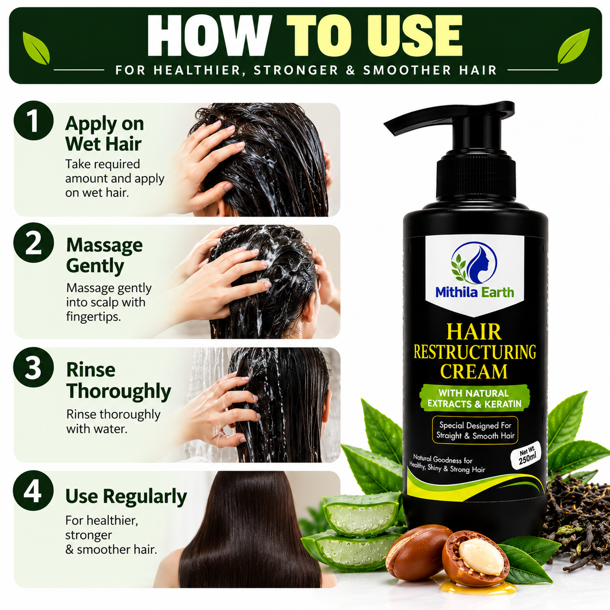 Hair Restructuring Cream with Natural Extracts & Keratin