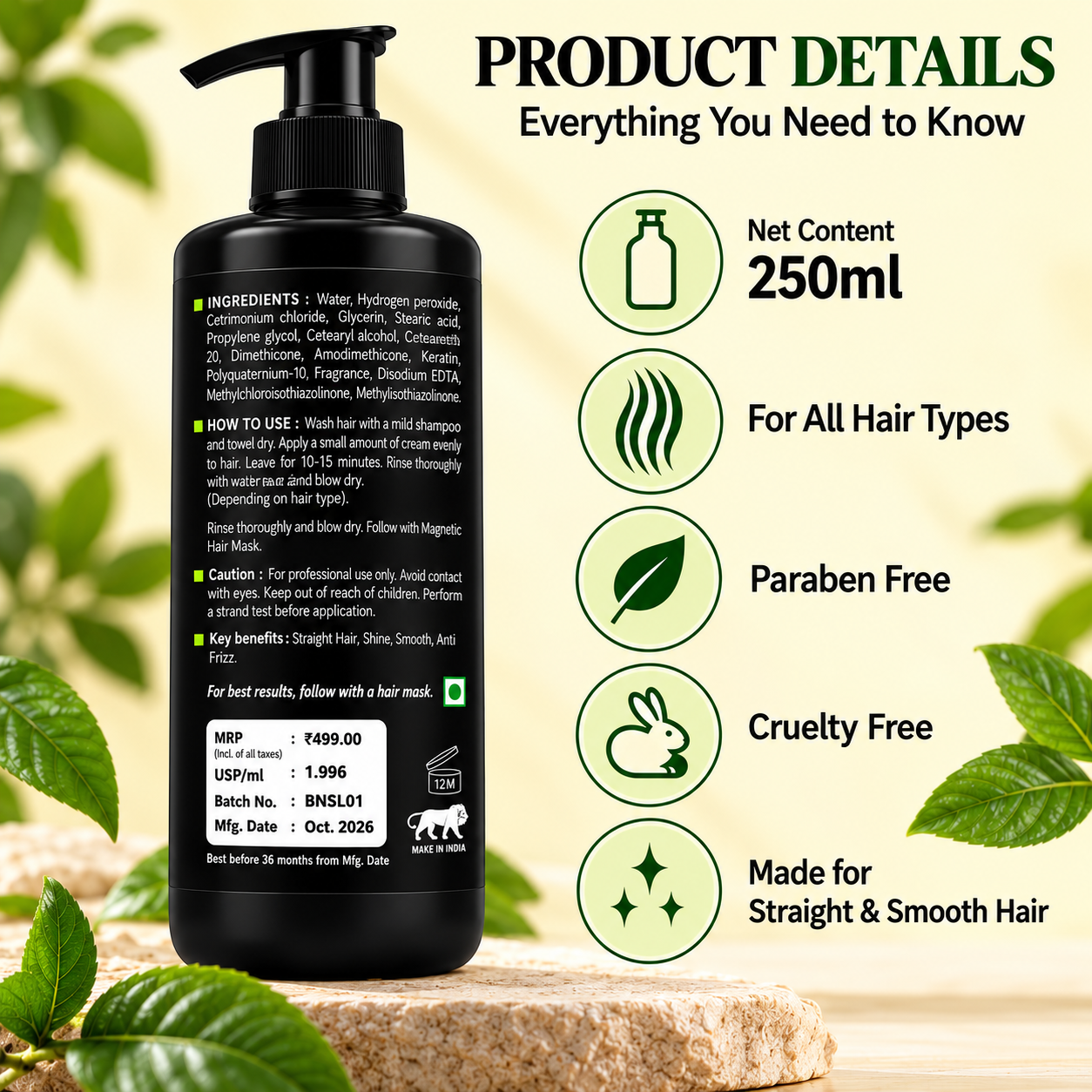 Hair Structuring Lock Cream With Natural Extracts & keratin