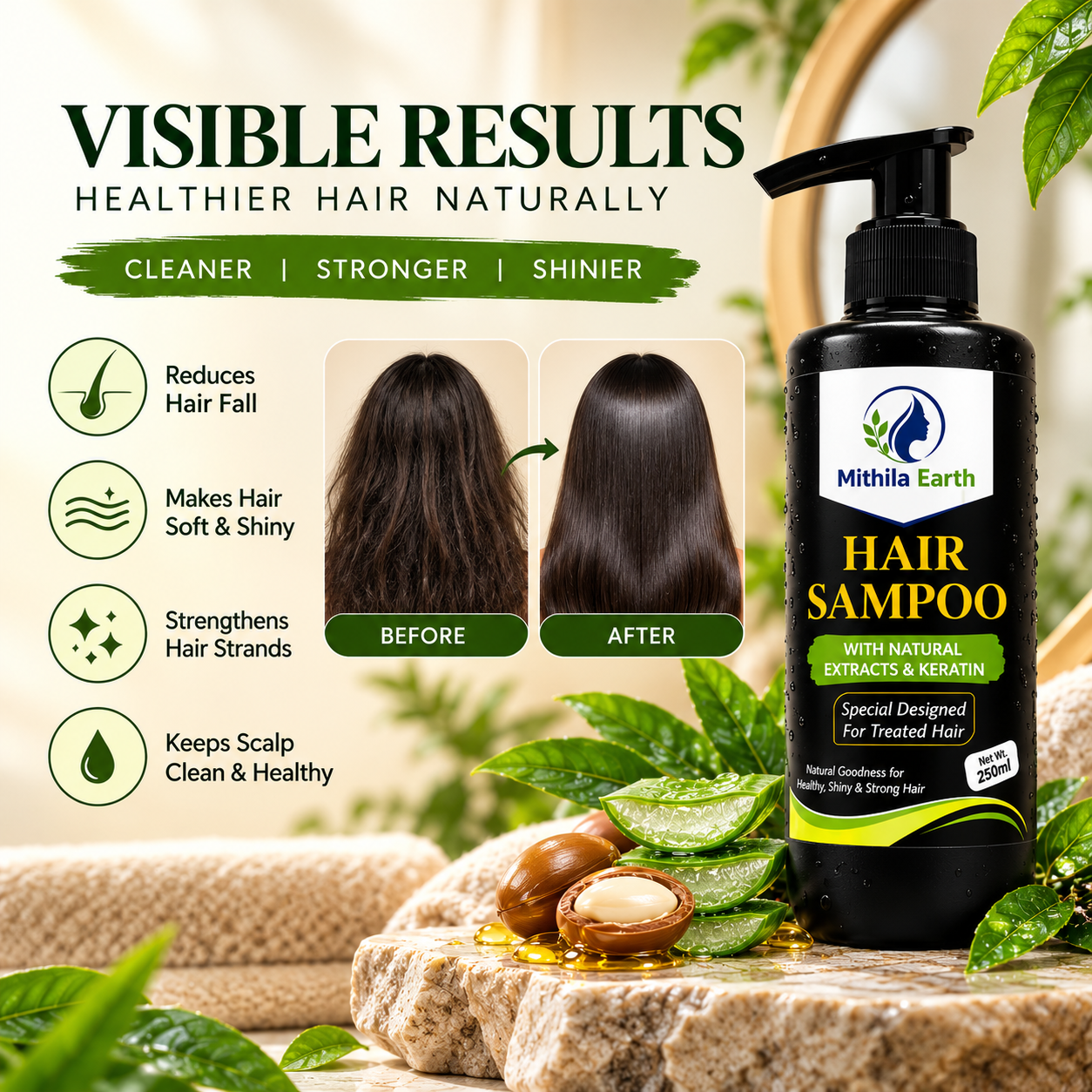 Hair Shampoo with Natural Extracts & Keratin