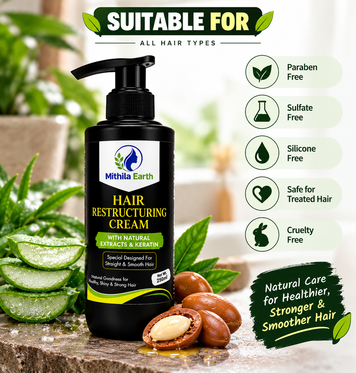 Hair Restructuring Cream with Natural Extracts & Keratin